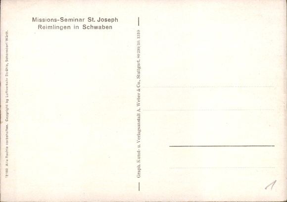 Postcard Reimlingen in Swabia, aerial photograph, Mission Seminary St. Joseph