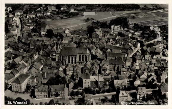 Postcard St. Wendel in Saarland, aerial photograph