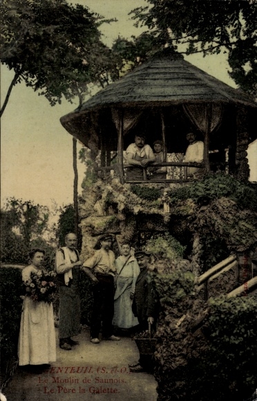 Ak Gentilly Val de Marne, Pavillon im Park, davor eine Gruppe von Menschen
