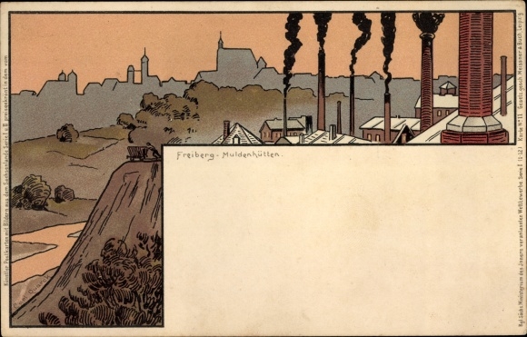 Artist Chromo-Litho Quarck, Carl, Freiberg in Sachsen, Muldenhütten, Meissner &amp; Buch