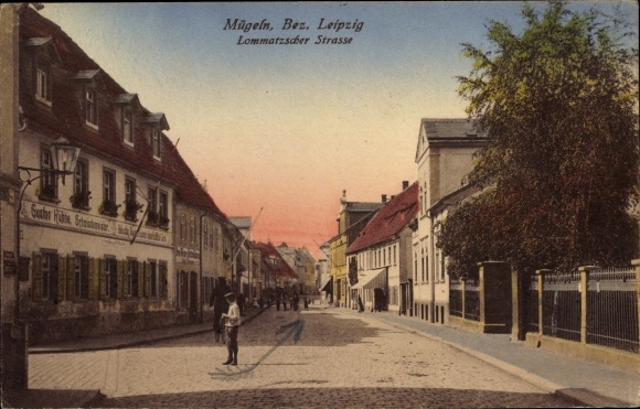 Postcard Mügeln district of Leipzig in northern Saxony, Lommatzscher Strasse, Gustav Kühne company
