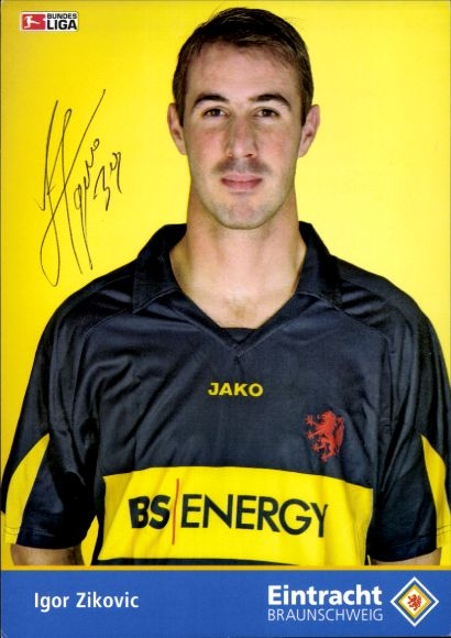 Autograph card footballer Igor Zikovic, Eintracht Braunschweig, autograph