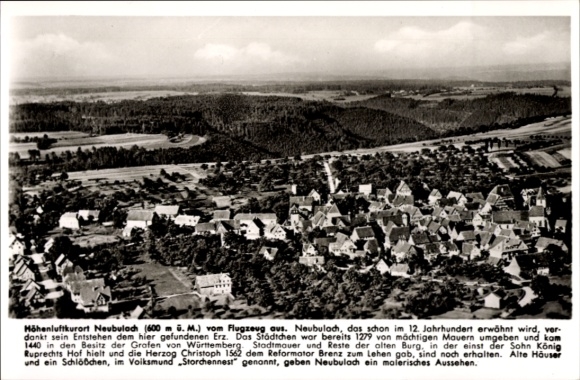 Postcard Neubulach in the Black Forest, aerial photograph