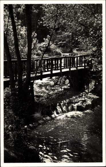 Foto Polczyn Zdrój Bad Polzin Pommern, Wasserfall, Brücke