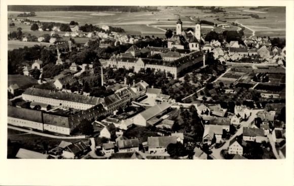 Postcard Ottobeuren in Upper Swabia Allgäu, aerial photograph