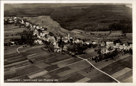 Postcard Simmersfeld in the Black Forest, aerial photograph