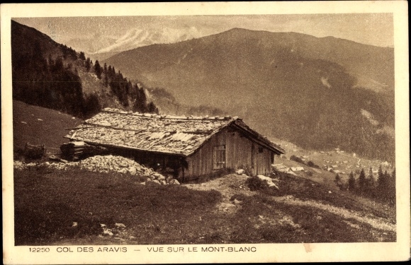 Postcard Haute Savoie, Col des Aravis, View of Mont Blanc