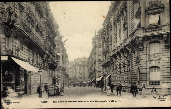 Ak Paris XVII, Rue Gustave Flaubert prijs de la Rue Rennequin