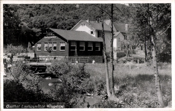 Postcard Lorch in Rheingau Hessen, Gasthof Laukenmühle in Wispertal