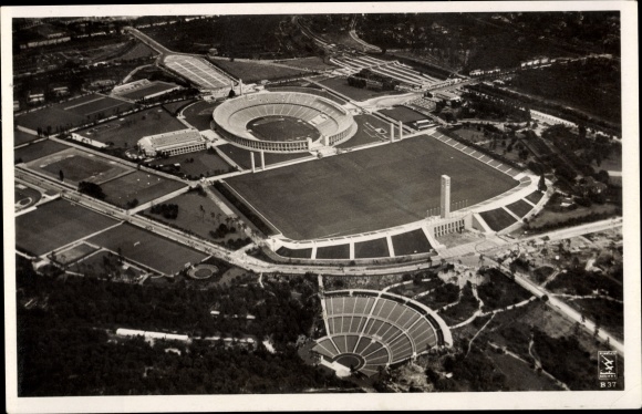 PC Berlin Charlottenburg Westend, aerial photograph, Reichssportfeld, Dietrich Eckardt stage