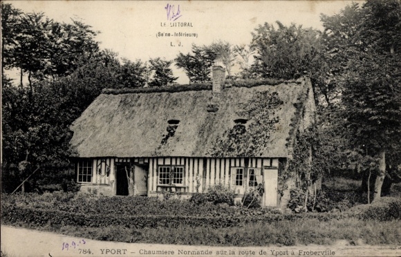 Ak Yport Seine Maritime, Haus mit Reetdach, Normandie,  
