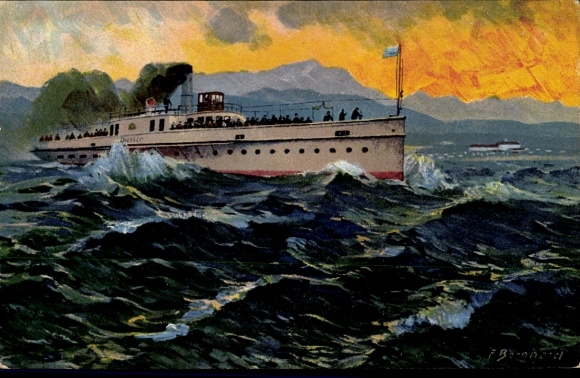 Artist Postcard Steamer Diessen on Lake Ammersee