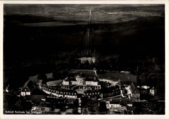 Postcard Stuttgart in Württemberg, aerial photograph of Solitude Castle, surrounded by forest and landscape