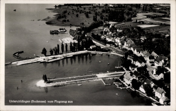 Postcard Unteruhldingen Uhldingen Mühlhofen am Bodensee, aerial photograph