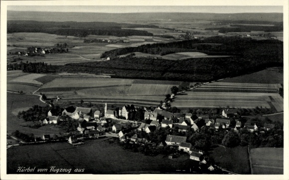 Ak Hürbel Oberschwaben Württemberg, Luftaufnahme von  Landschaft, Felder, Dörfer