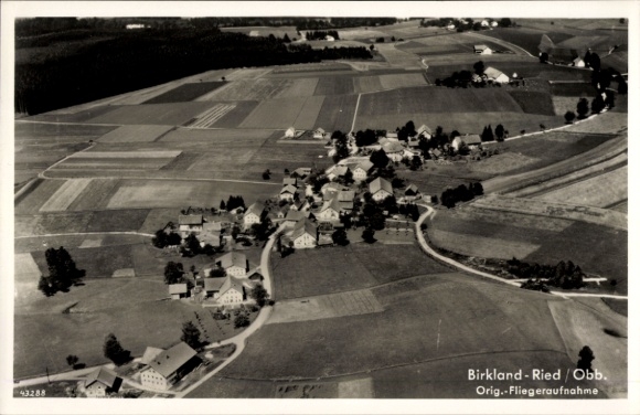 Postcard Birkland Peiting in Upper Bavaria, aerial photograph