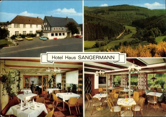 Ak Oberveischede Olpe in Sauerland Westfalen, Hotel Haus Sangermann, bos