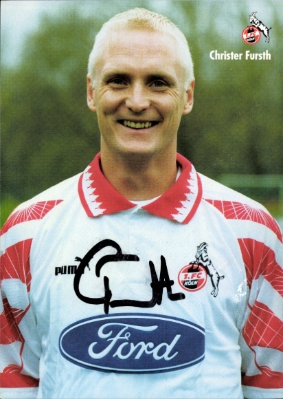 Autogrammkarte Fußballer Christer Fursth, 1. FC Köln, Autogramm