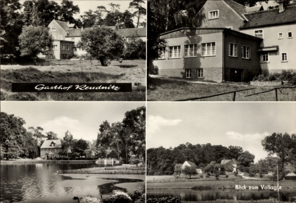 Ak Reudnitz Cavertitz in Saksen, Gasthof Reudnitz in de Dahlener Heide, uitzicht op de Volksgut
