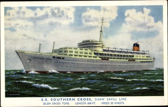 Ak stoomboot SS Southern Cross, Shaw Savill Line