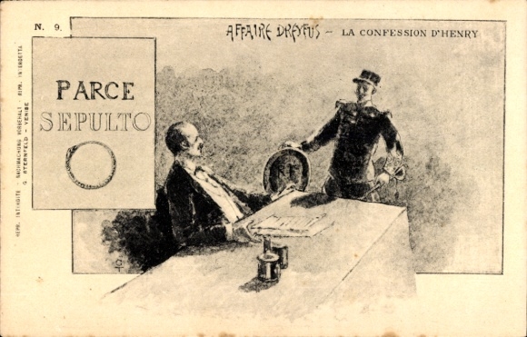 Judaika Artist Postcard Affaire Dreyfus, La Confession d'Henry, Dreyfus Affair, Parce Sepulto