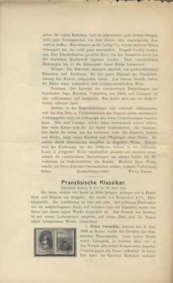 Liebig pictures newspaper advertising Dreser issue 4, volume 12, 1907