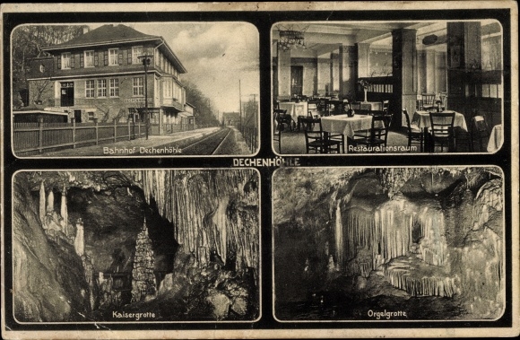Ak Iserlohn im Märkischen Kreis, Dechehöhle, Bahnhof, Orgelgrotte, Kaisergrotte