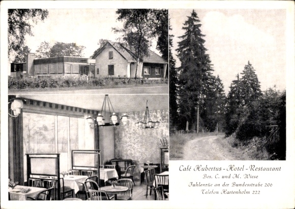 Ak Fuhlenrüe Hasenmoor in Schleswig Holstein, Cafe Hubertus, Hotel Restaurant, Inh. C. u. M. Wiese