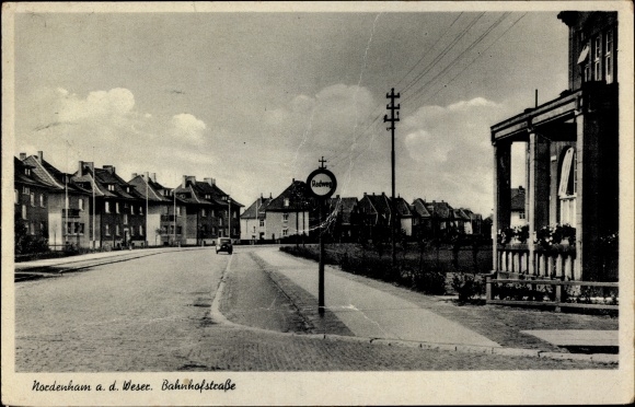Postcard Nordenham in Oldenburg Lower Saxony, Bahnhofstrasse