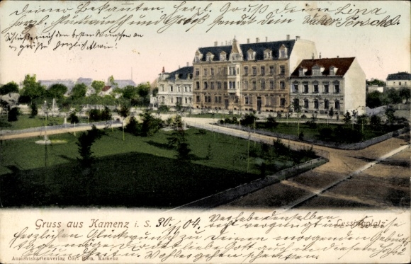 Ak Kamenz in Sachsen,  mit Ansicht von  Gruß aus  handschriftlicher Text