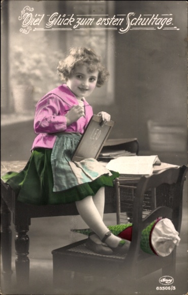 Postcard Congratulations School Enrollment, Student, Schoolbag, School Cone, School Board