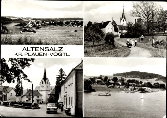 Ak Altensalz Neuensalz Vogtland, algemeen beeld, gedeeltelijke weergaven, kerk