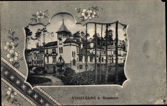 passe-partout ansichtkaart Gommern Saksen Anhalt, sanatorium Vogelsang
