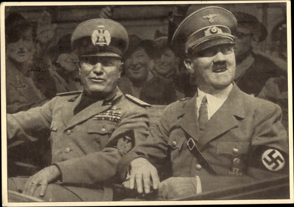 Postcard Führer and Reich Chancellor Adolf Hitler, Benito Mussolini, state meeting, men of the time 126
