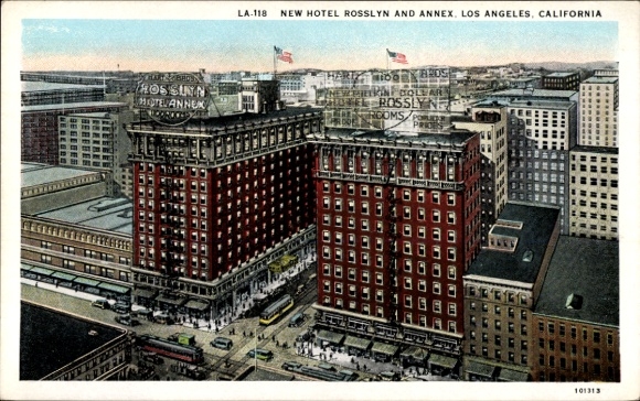 Ak Los Angeles Californië VS, Nieuw Hotel Rosslyn en Bijgebouw