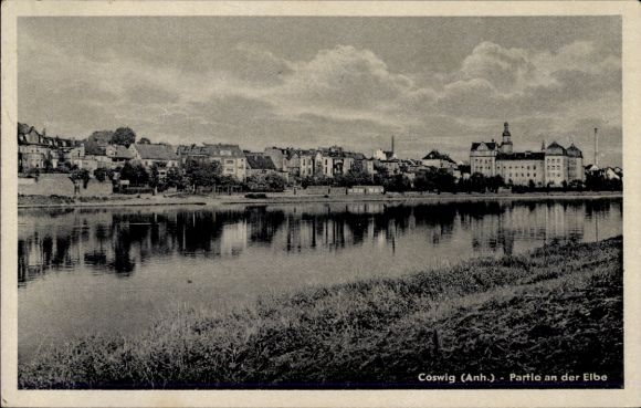 Postcard Coswig in Saxony, city view, Elbe, clouds, architecture, quiet atmosphere