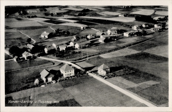 Postcard Vordersarling Unterdietfurt Lower Bavaria, aerial photograph
