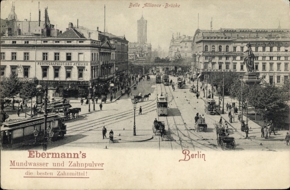 Postcard Berlin Kreuzberg, Belle Alliance Bridge