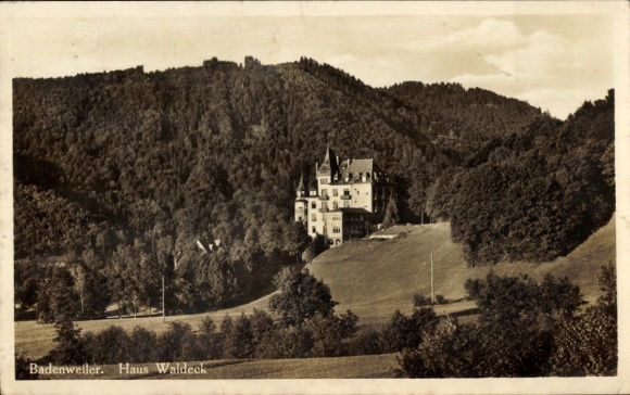 Ak Badenweiler im Schwarzwald,  Haus Waldeck, Berglandschaft, Bäume, 