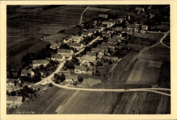 Postcard Heretshofen Herretshofen Kirchhaslach Unterallgäu, aerial photograph