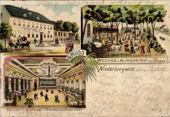 Chromo-Litho Niederlungwitz Glauchau in Saxony, Wechselburger Hof