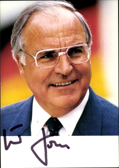 Postcard politician Helmut Kohl, former German Chancellor, portrait, autograph