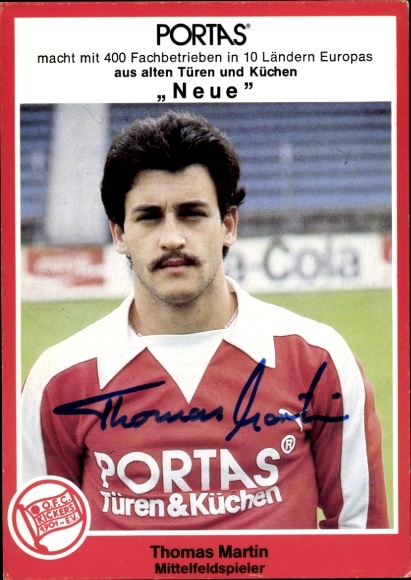 Karta z autografem piłkarza Thomasa Martina, Kickers Offenbach, autograf