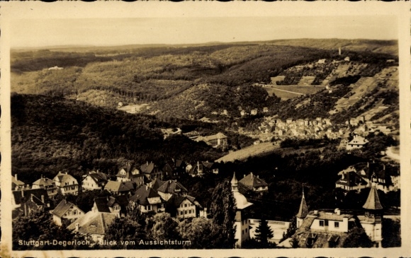 Postcard Degerloch Stuttgart in Württemberg, view from the observation tower