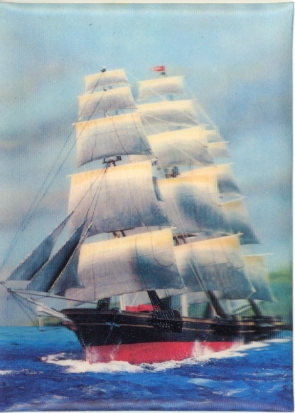 3 D Postcard Sailing ship on the sea