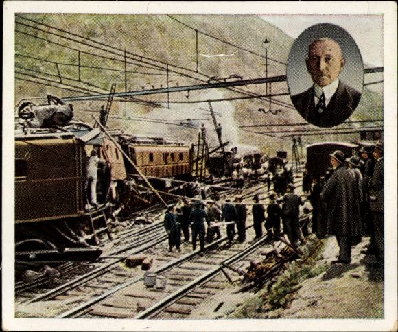 Obraz kolekcjonerski Okres powojenny nr 76, kwiecień 1924 r. Dr. Carl Helfferich, wypadek kolejowy w Bellinzonie