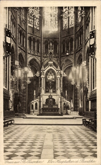Ak Saint Quentin Aisne, hoofdaltaar van de basiliek
