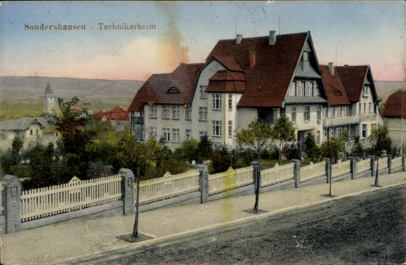 Postcard Sondershausen in the Kyffhäuserkreis Thuringia, technician at, building, surrounding view, nmotiv