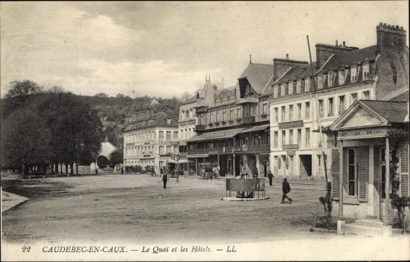 Ak Caudebec en Caux Seine Maritime, The Quay und die Hotels