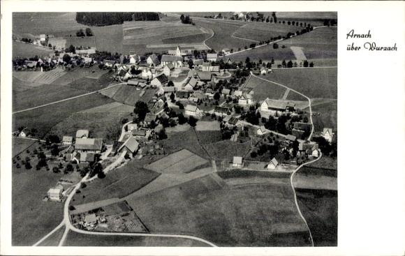 Postcard Arnach Bad Wurzach in Upper Swabia, aerial photograph